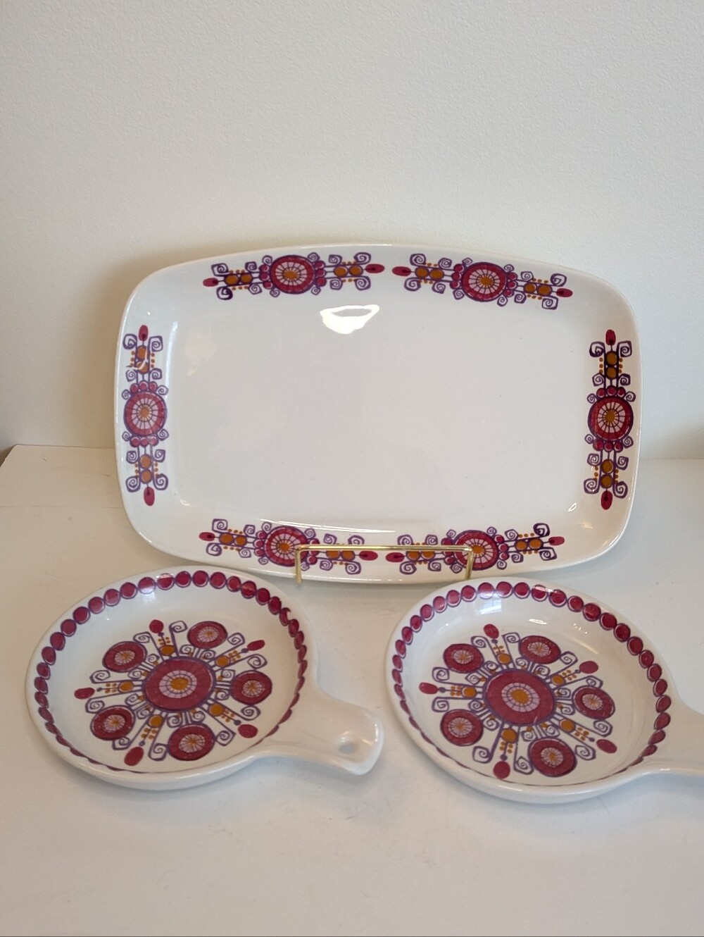 Vintage Figgjo Barcarole Fajanse Norway Serving Set Turi Design Platter Set Of 3